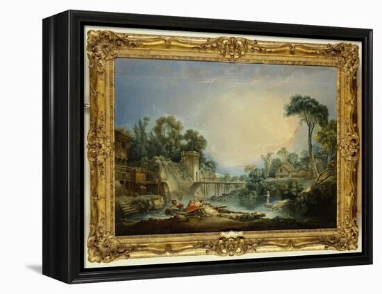 The Rustic Bridge, C.1756-Francois Boucher-Framed Premier Image Canvas