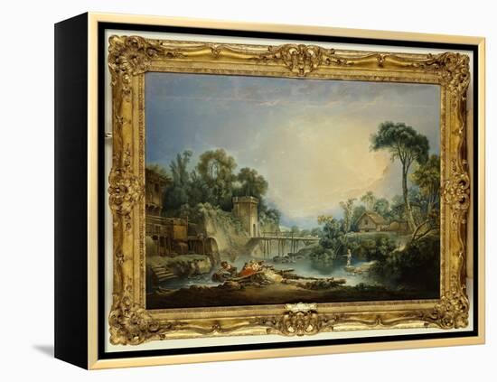 The Rustic Bridge, C.1756-Francois Boucher-Framed Premier Image Canvas