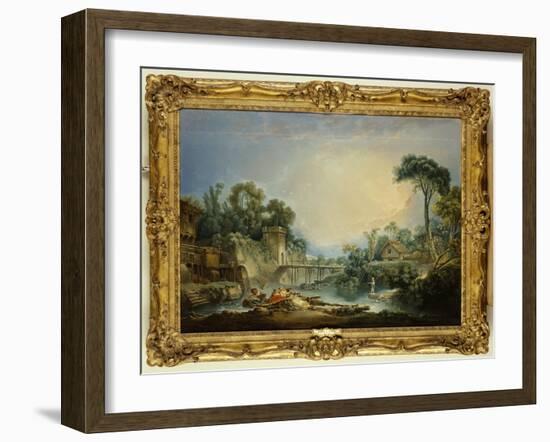 The Rustic Bridge, C.1756-Francois Boucher-Framed Giclee Print