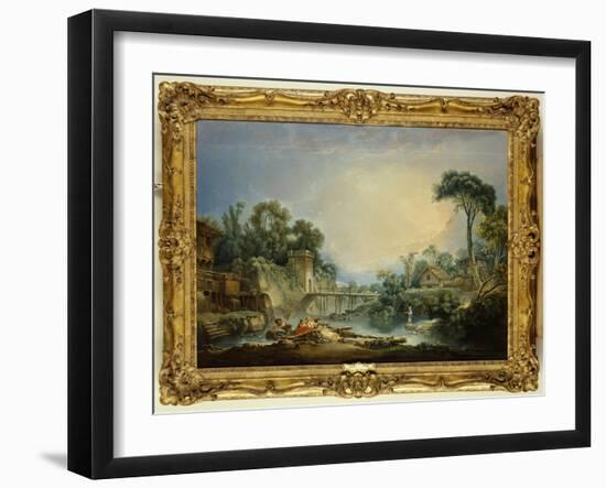 The Rustic Bridge, C.1756-Francois Boucher-Framed Giclee Print