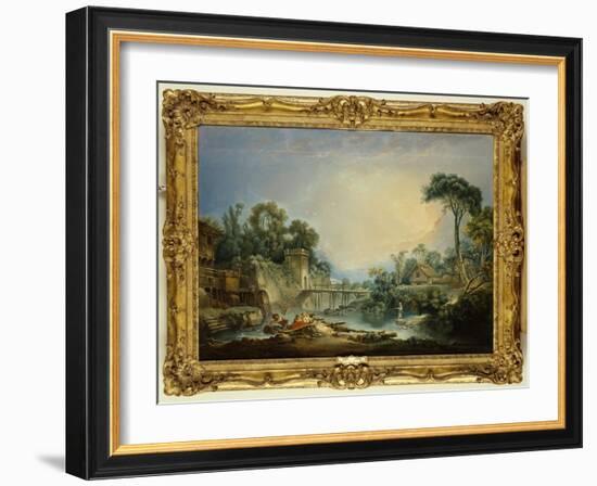 The Rustic Bridge, C.1756-Francois Boucher-Framed Giclee Print