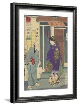 The Ryukotei Restaurant in Yanagibashi, 1878-Toyohara Kunichika-Framed Giclee Print