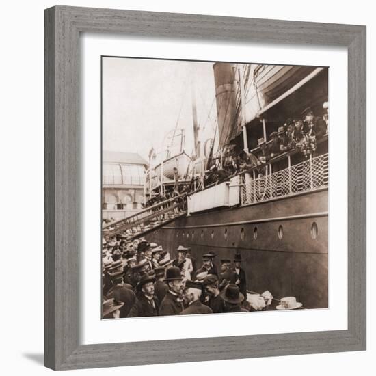 The S.S. Angelo Leaving Oslo, Norway, with Emigrants for America, Ca. 1905-null-Framed Photo