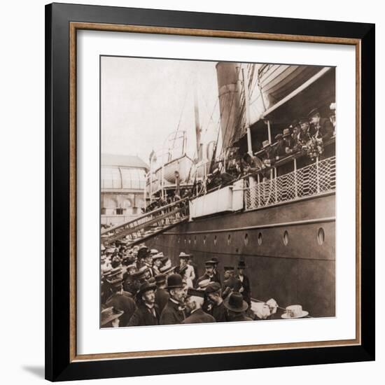 The S.S. Angelo Leaving Oslo, Norway, with Emigrants for America, Ca. 1905-null-Framed Photo