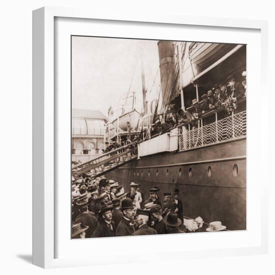 The S.S. Angelo Leaving Oslo, Norway, with Emigrants for America, Ca. 1905-null-Framed Photo