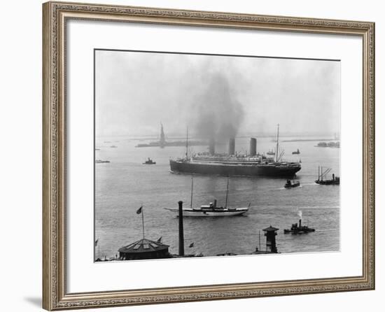 The S.S. Imperator in New York Harbor-A. Loeffler-Framed Photographic Print