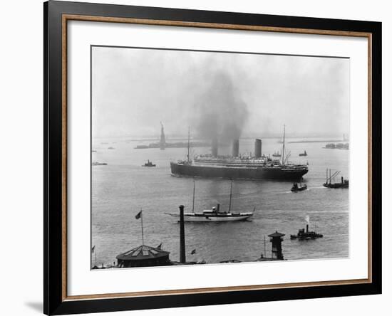 The S.S. Imperator in New York Harbor-A. Loeffler-Framed Photographic Print