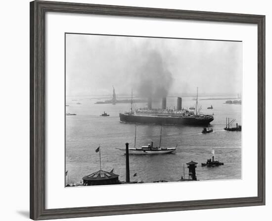 The S.S. Imperator in New York Harbor-A. Loeffler-Framed Photographic Print