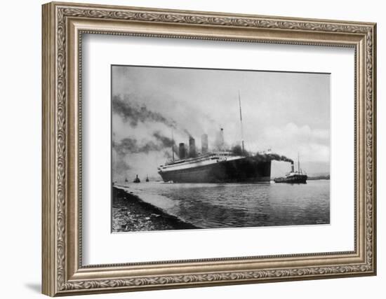 The S S Titanic Leaving Bairds Works Belfast-null-Framed Photographic Print