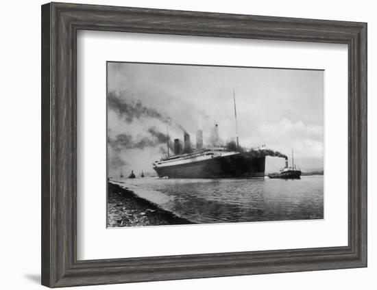 The S S Titanic Leaving Bairds Works Belfast-null-Framed Photographic Print