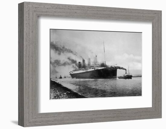 The S S Titanic Leaving Bairds Works Belfast-null-Framed Photographic Print