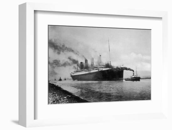 The S S Titanic Leaving Bairds Works Belfast-null-Framed Photographic Print