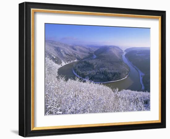 The Saar Valley Near Mettlach, in Winter, Saarland, Germany, Europe-Hans Peter Merten-Framed Photographic Print