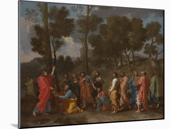 The Sacrament of Ordination (Christ Presenting the Keys to Saint Pete)-Nicolas Poussin-Mounted Giclee Print