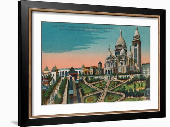 The Sacré-Coeur Basilica with monumental staircase, Paris, c1920-Unknown-Framed Giclee Print