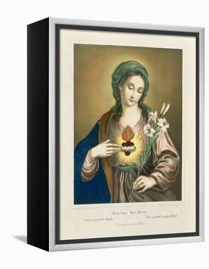 The Sacred Heart of Mary, Published by Fr. Wentzel, Weissenburg, 1850-German School-Framed Premier Image Canvas