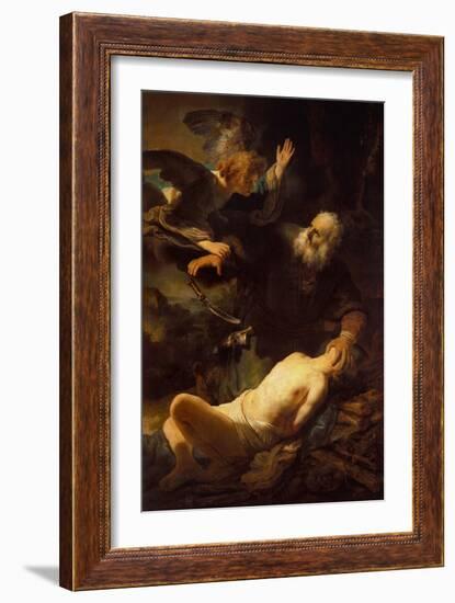 The Sacrifice of Isaac, 1635-Rembrandt van Rijn-Framed Giclee Print