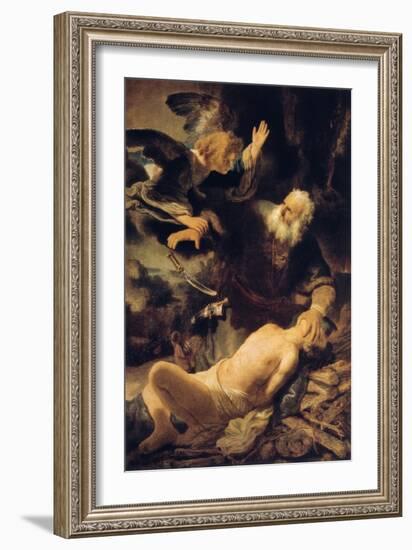 The Sacrifice of Isaac, 1635-Rembrandt van Rijn-Framed Giclee Print