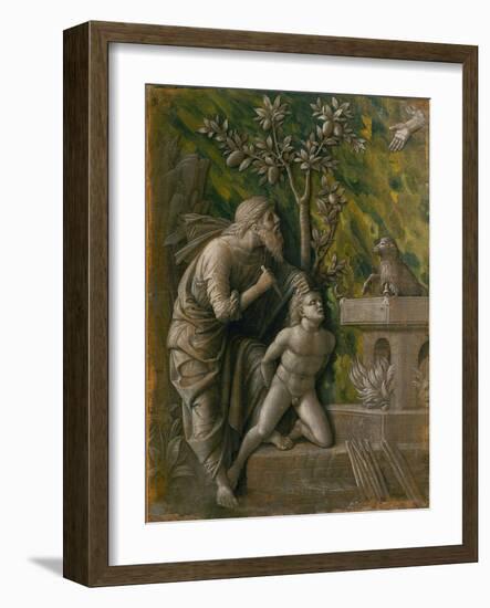 The Sacrifice of Isaac. Monochrome painting, imitation of a relief (around 1490)-Andrea Mantegna-Framed Giclee Print