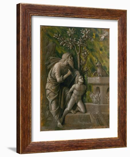 The Sacrifice of Isaac. Monochrome painting, imitation of a relief (around 1490)-Andrea Mantegna-Framed Giclee Print