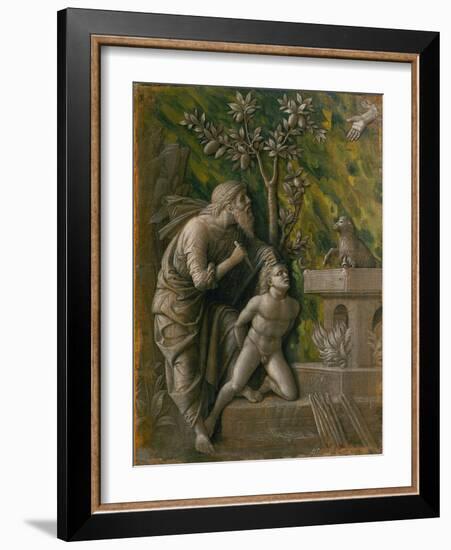 The Sacrifice of Isaac. Monochrome painting, imitation of a relief (around 1490)-Andrea Mantegna-Framed Giclee Print