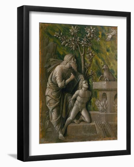 The Sacrifice of Isaac. Monochrome painting, imitation of a relief (around 1490)-Andrea Mantegna-Framed Giclee Print