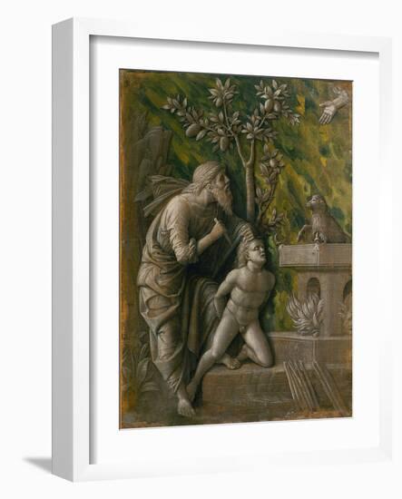 The Sacrifice of Isaac. Monochrome painting, imitation of a relief (around 1490)-Andrea Mantegna-Framed Giclee Print