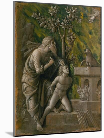 The Sacrifice of Isaac. Monochrome painting, imitation of a relief (around 1490)-Andrea Mantegna-Mounted Giclee Print