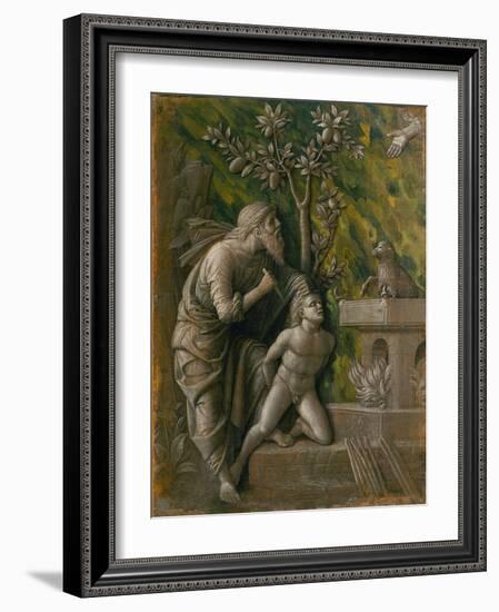 The Sacrifice of Isaac. Monochrome painting, imitation of a relief (around 1490)-Andrea Mantegna-Framed Giclee Print