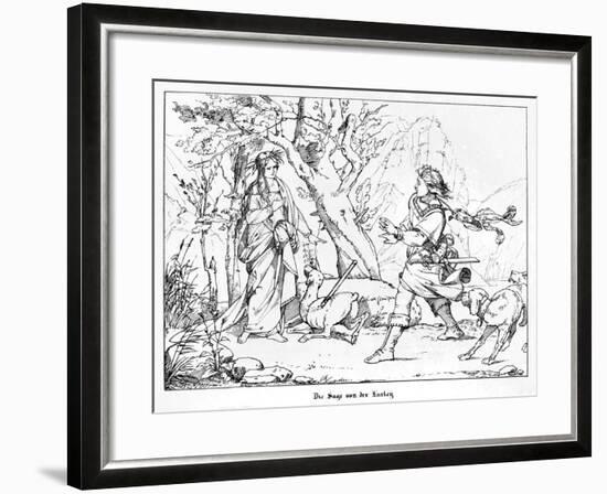 The Saga of Lorelei, Engraved by J. Dielmann-Alfred Rethel-Framed Giclee Print