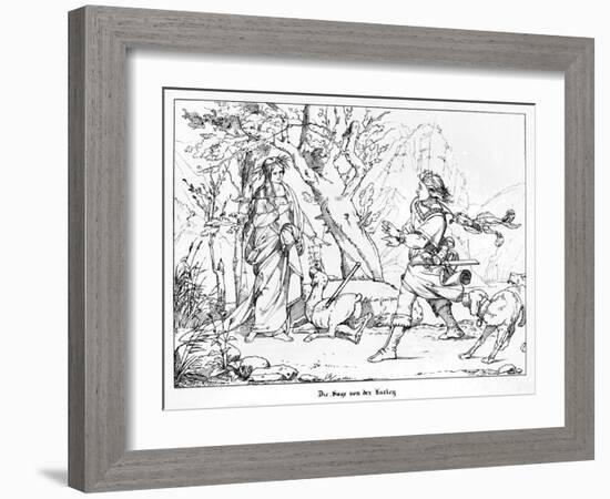 The Saga of Lorelei, Engraved by J. Dielmann-Alfred Rethel-Framed Giclee Print