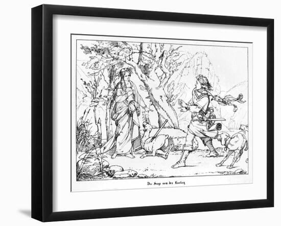 The Saga of Lorelei, Engraved by J. Dielmann-Alfred Rethel-Framed Giclee Print