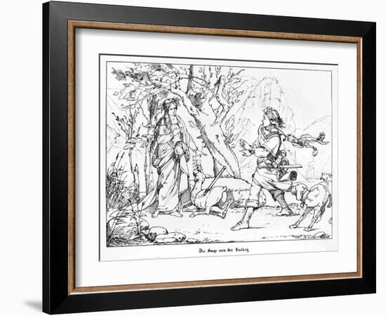 The Saga of Lorelei, Engraved by J. Dielmann-Alfred Rethel-Framed Giclee Print