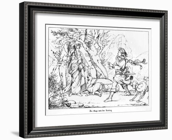 The Saga of Lorelei, Engraved by J. Dielmann-Alfred Rethel-Framed Giclee Print