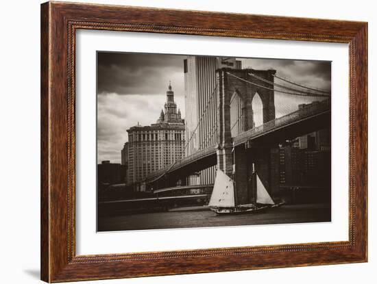 The Sailboat and the Bridge-John Brooknam-Framed Art Print