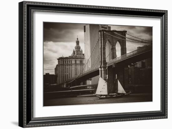 The Sailboat and the Bridge-John Brooknam-Framed Art Print