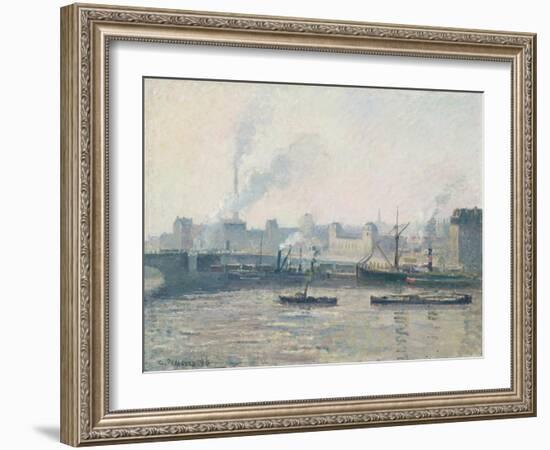 The Saint-Sever Bridge, Rouen: Mist, 1896-Camille Pissarro-Framed Giclee Print