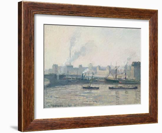 The Saint-Sever Bridge, Rouen: Mist, 1896-Camille Pissarro-Framed Giclee Print