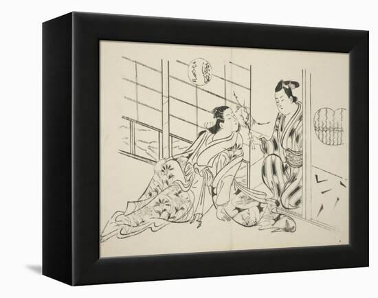 The Sakaki Chapter from The Tale of Genji , from a series of Genji parodies, c.1710-Okumura Masanobu-Framed Premier Image Canvas