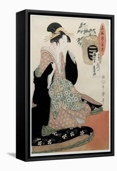 The Sake of the Yomeishu of Mangaji. Portrait of a Woman. Japan, C.1794 (Print)-Kitagawa Utamaro-Framed Premier Image Canvas