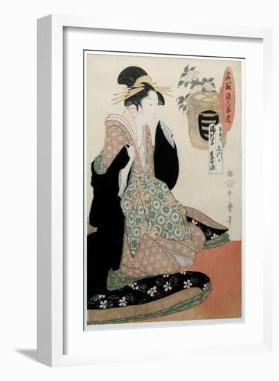 The Sake of the Yomeishu of Mangaji. Portrait of a Woman. Japan, C.1794 (Print)-Kitagawa Utamaro-Framed Giclee Print