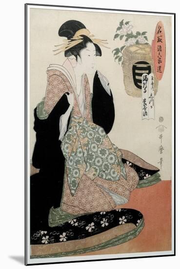 The Sake of the Yomeishu of Mangaji. Portrait of a Woman. Japan, C.1794 (Print)-Kitagawa Utamaro-Mounted Giclee Print