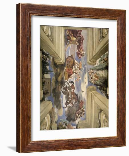 The "Sala Di Aurora" Detail of the Ceiling Depicting Dawn's Chariot, 1621-Guercino (Giovanni Francesco Barbieri)-Framed Giclee Print