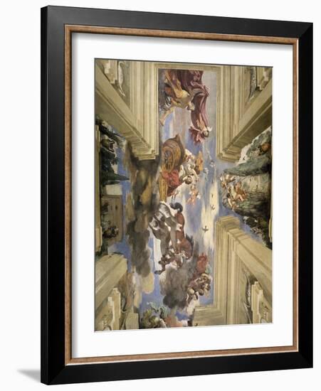 The "Sala Di Aurora" Detail of the Ceiling Depicting Dawn's Chariot, 1621-Guercino (Giovanni Francesco Barbieri)-Framed Giclee Print