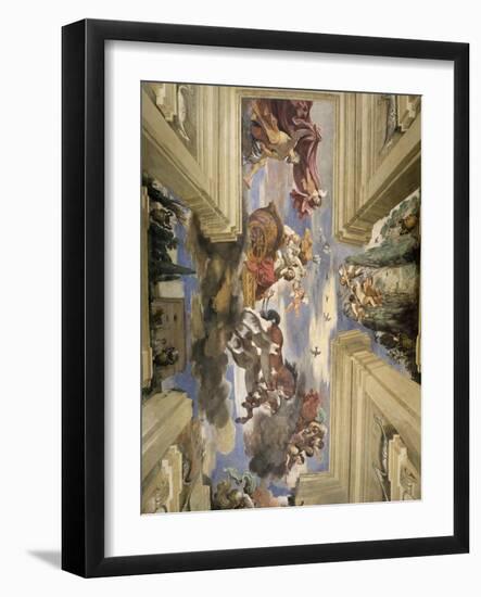 The "Sala Di Aurora" Detail of the Ceiling Depicting Dawn's Chariot, 1621-Guercino (Giovanni Francesco Barbieri)-Framed Giclee Print