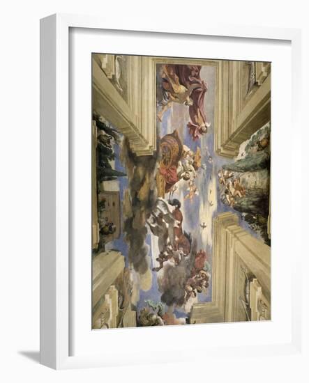 The "Sala Di Aurora" Detail of the Ceiling Depicting Dawn's Chariot, 1621-Guercino (Giovanni Francesco Barbieri)-Framed Giclee Print