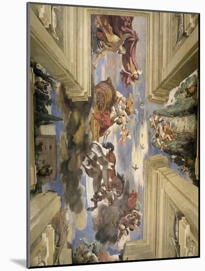 The "Sala Di Aurora" Detail of the Ceiling Depicting Dawn's Chariot, 1621-Guercino (Giovanni Francesco Barbieri)-Mounted Giclee Print