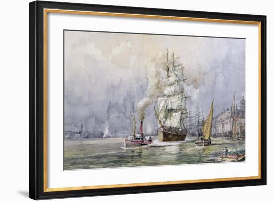 The 'Salamis' Passing Greenwich-John Sutton-Framed Giclee Print