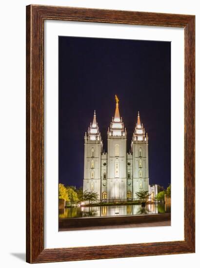 The Salt Lake Temple at Night-Michael Nolan-Framed Photographic Print
