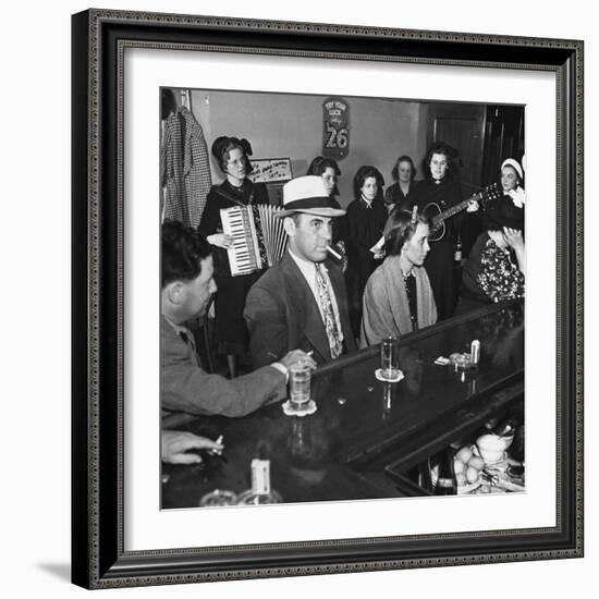 The Salvation Army Band Playing Musical Instruments and Singing in a Bar-Bernard Hoffman-Framed Photographic Print